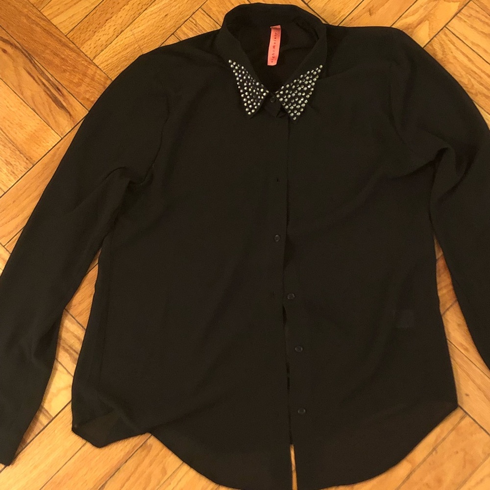 Eight Sixty Sheer Black Top, Size M, Black